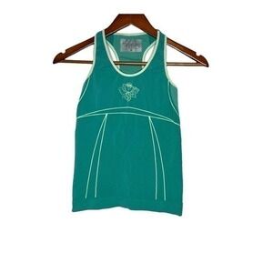 Athleta green racer back tank top flower floral fitness style 44012 size small